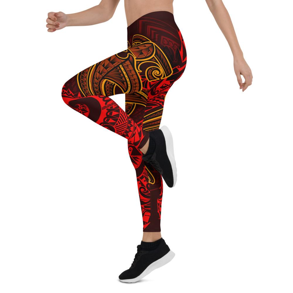 Vanuatu Polynesian Leggings - Red Shark Polynesian Tattoo - Polynesian Pride