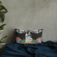 New Caledonia Pillow - Coat Of Arms With Tropical Flowers - Polynesian Pride