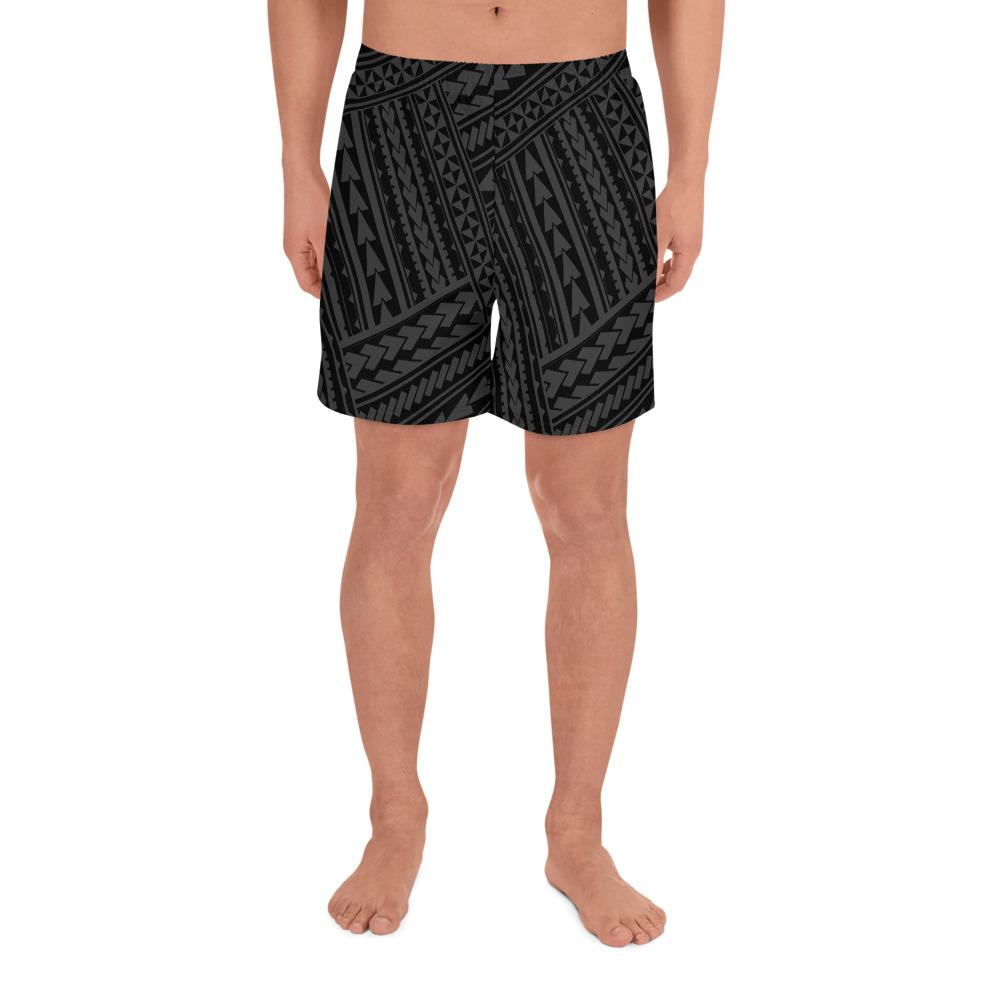 Polynesian Nation Gray Men's Athletic Long Shorts Art - Polynesian Pride