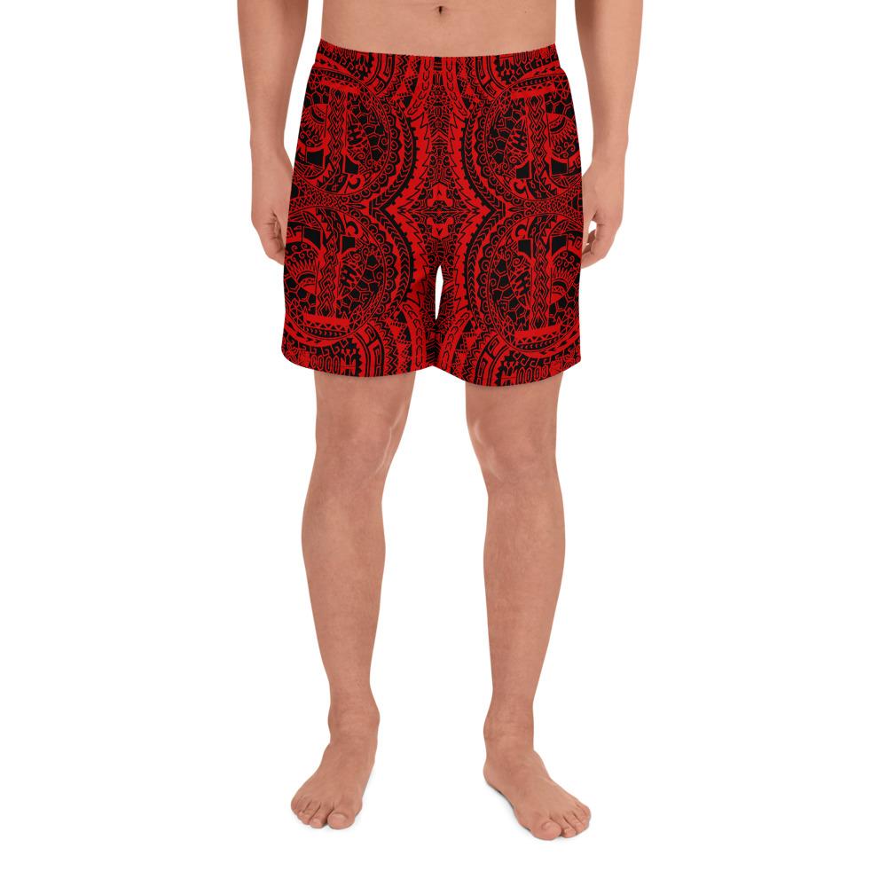 Polynesian Symmetry Red Men's Athletic Long Shorts Art - Polynesian Pride