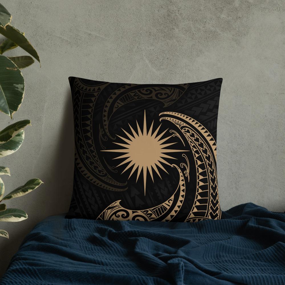 Marshall Islands Polynesian Basic Pillow - Gold Tribal Wave - Polynesian Pride