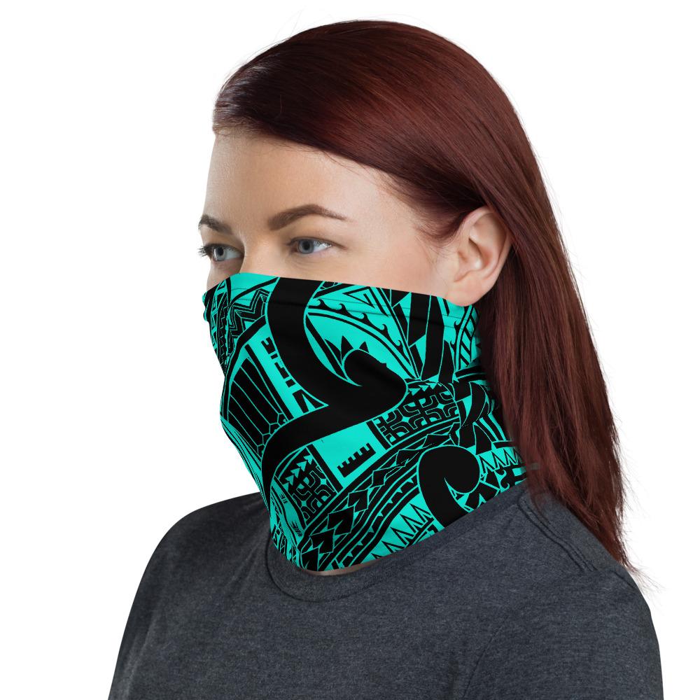 Hawaiian Bandana - Polynesian Curly Tatau Turquoise Neck Gaiter - Polynesian Pride