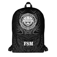 Federated States of Micronesia Backpack - White Tribal Pattern Black - Polynesian Pride