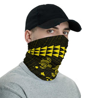 Hawaii Bandana Kakau Polynesian Three Turtle Map Neck Gaiter - Yellow - Polynesian Pride