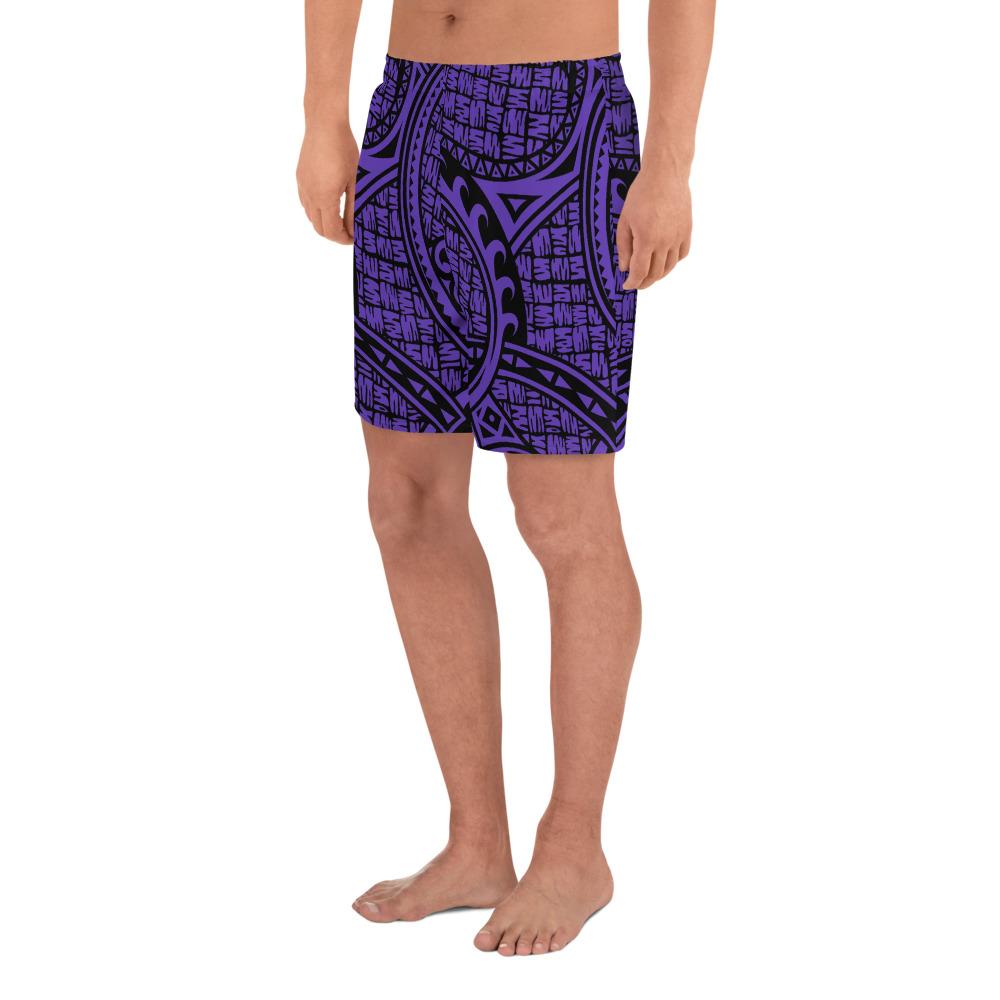 Polynesian Maori Lauhala Violet Men's Athletic Long Shorts - Polynesian Pride