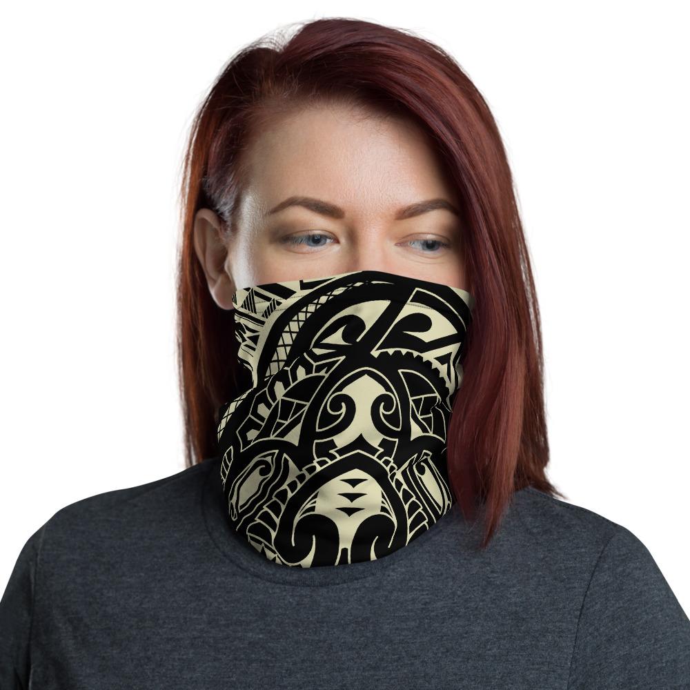 Hawaiian Bandana Turtle Beige Unisex Neck Gaiter One Size Black - Polynesian Pride