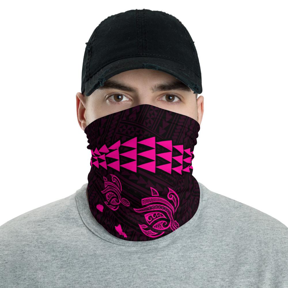 Hawaii Bandana Kakau Polynesian Three Turtle Map Neck Gaiter - Pink Pink One Size - Polynesian Pride