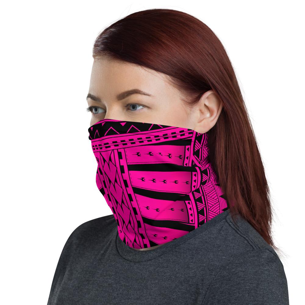 Hawaiian Bandana Hard Tatau Pink Unisex Neck Gaiter - Polynesian Pride