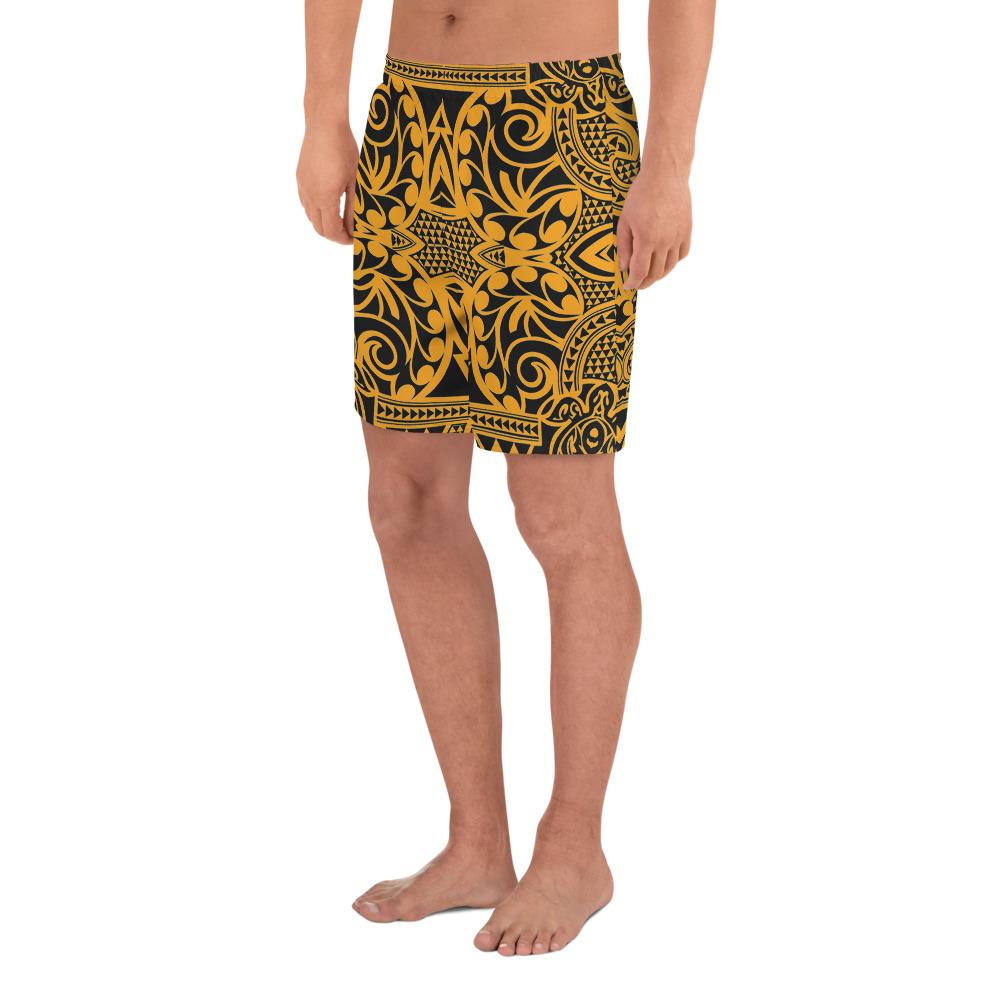 Polynesian Kakau Turtle Old Men's Athletic Long Shorts - Polynesian Pride