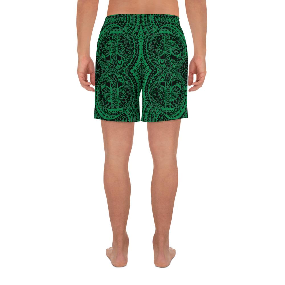 Polynesian Symmetry Green Men's Athletic Long Shorts - Polynesian Pride