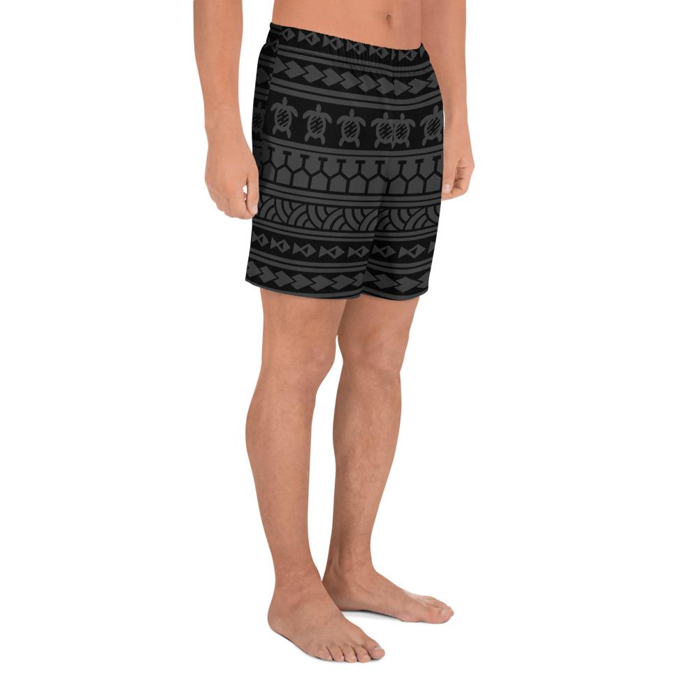 Polynesian Tattoo Tribal Gray Men's Athletic Long Shorts - Polynesian Pride