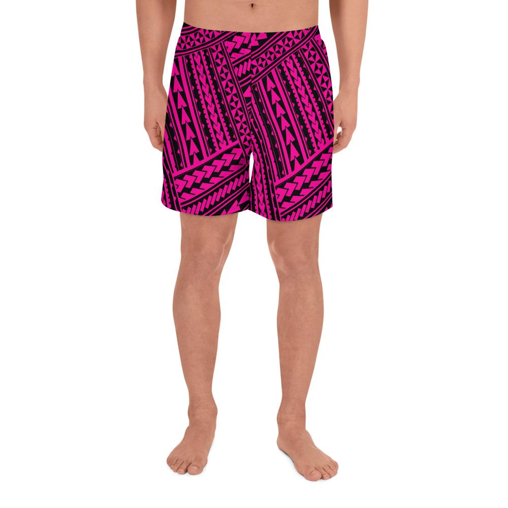 Polynesian Nation Pink Men's Athletic Long Shorts Art - Polynesian Pride