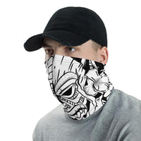 Hawaiian Bandana Vocalno Flowers Tiki Neck Gaiter - AH - White - Polynesian Pride