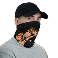 Hawaiian Bandana - Hawaii Hibiscus Map On The Moon Orange Neck Gaiter - Polynesian Pride