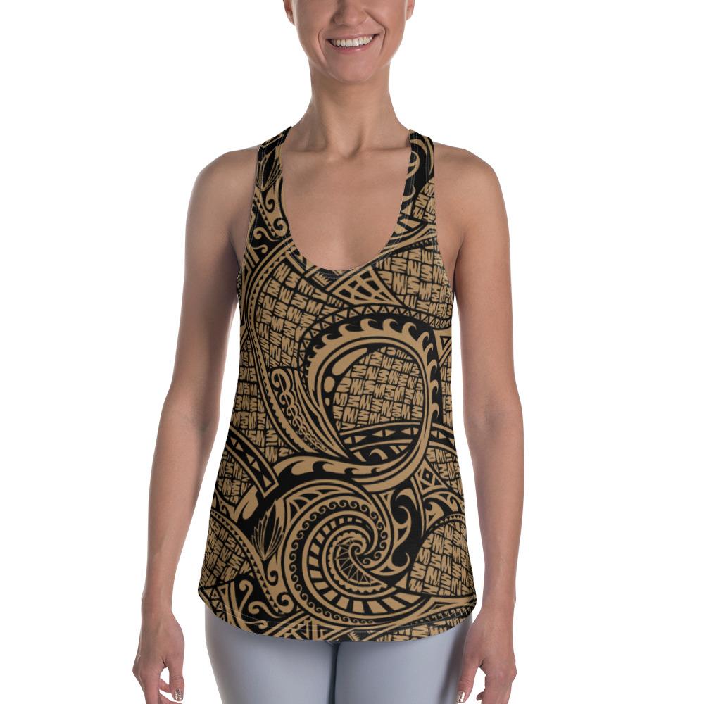 Polynesian Maori Lauhala Gold Hawaii Women's Racerback Tank Top Art - Polynesian Pride