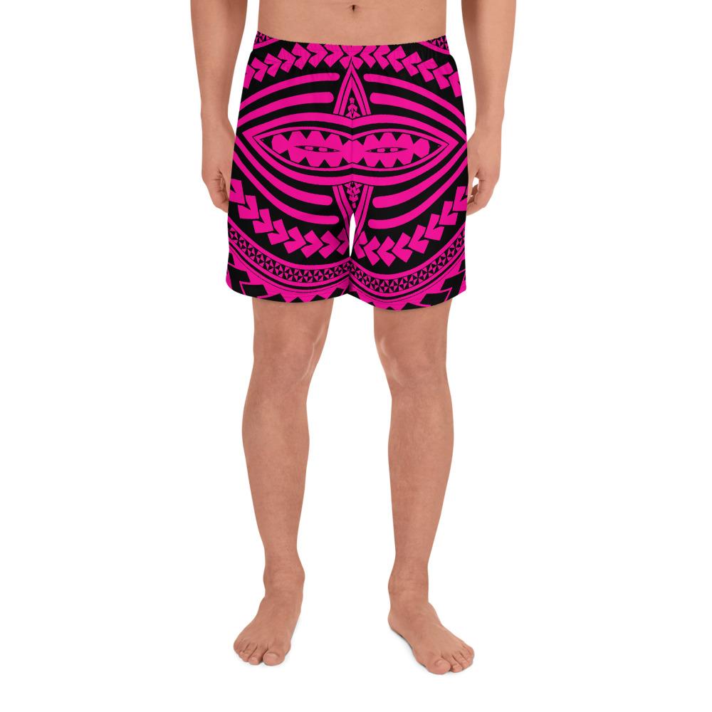 Polynesian Seamless Pink Men's Athletic Long Shorts Art - Polynesian Pride