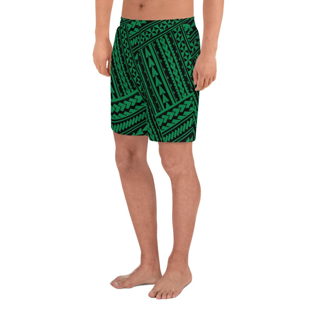 Polynesian Nation Green Men's Athletic Long Shorts - Polynesian Pride