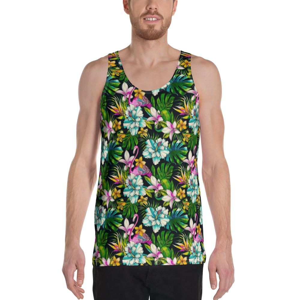 Animals And Tropical Flowers AH - J6 - Hawaii Men's Tank Top AH White - Polynesian Pride