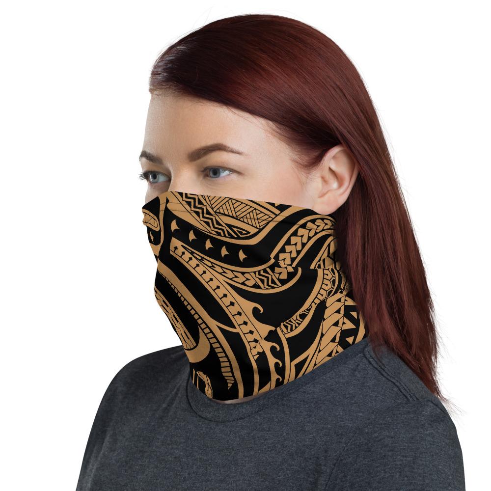 Hawaiian Bandana Swirly Tatau Gold Unisex Neck Gaiter - Polynesian Pride