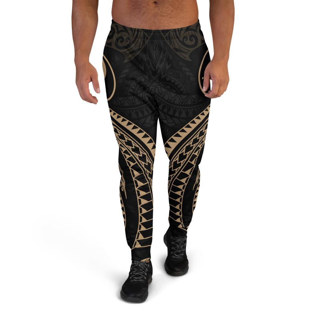 Yap Micronesia Sweatpant - Gold Tribal Wave Unisex Black - Polynesian Pride
