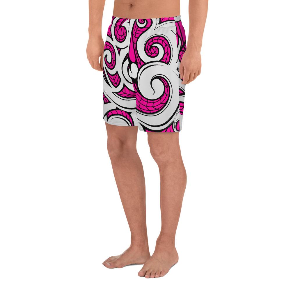 Polynesian Maori Ethnic Ornament Pink Men's Athletic Long Shorts - Polynesian Pride