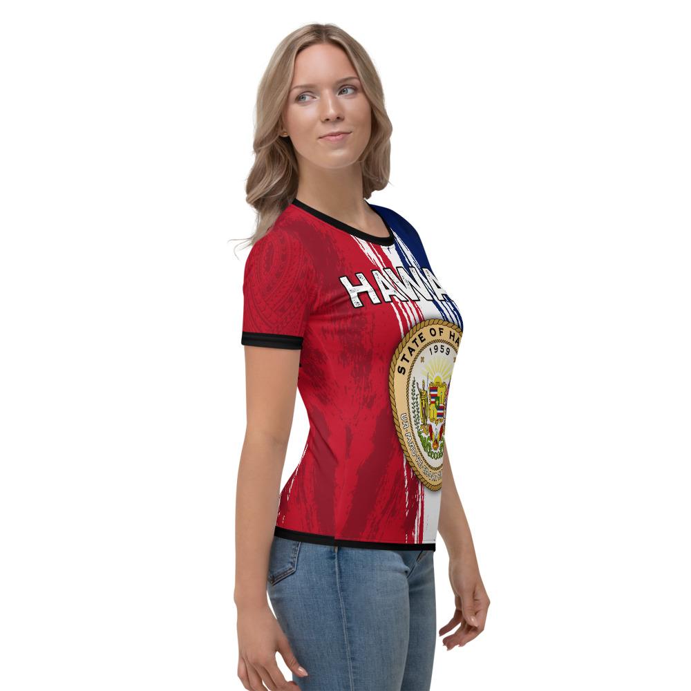 Personalized Hawaii Polynesian Seal Of Hawaii Womens T Shirt Oliver Style - Polynesian Pride