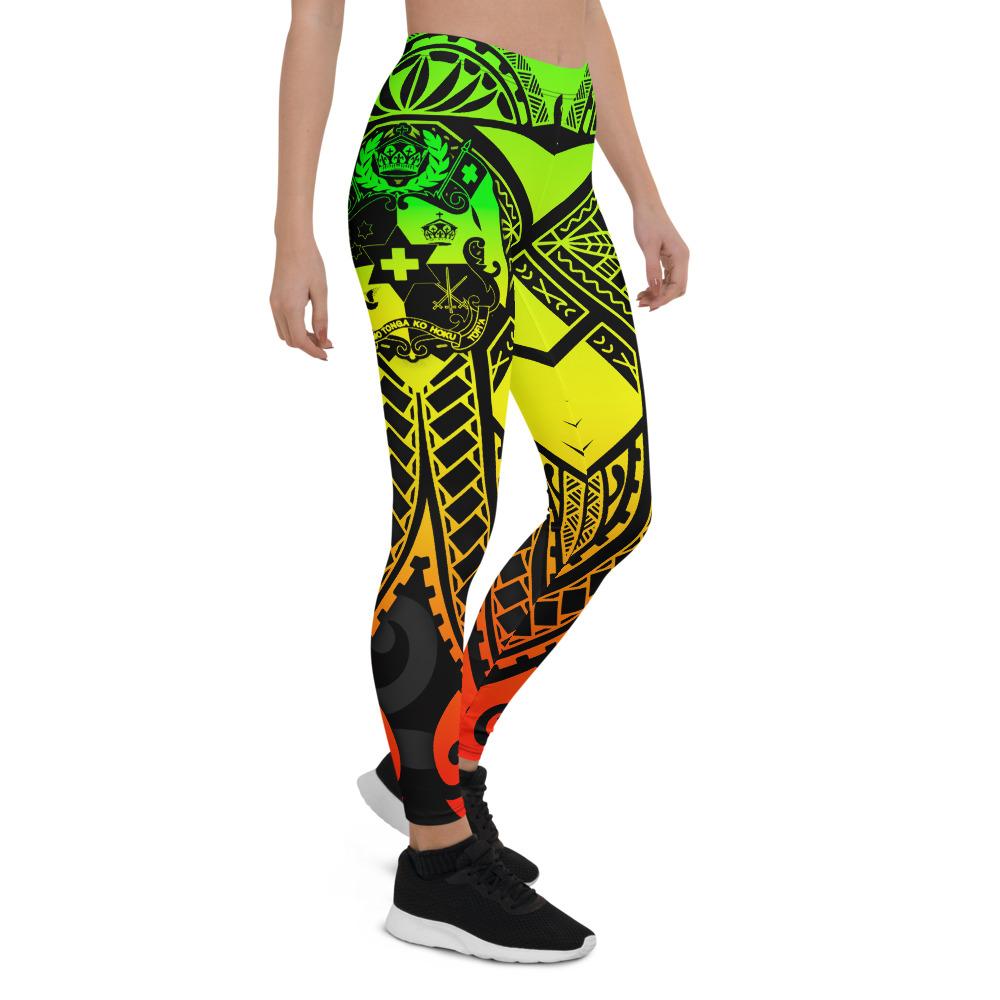 Tonga Polynesian Leggings - Tonga Reggae Seal with Polynesian tattoo Reggae - Polynesian Pride