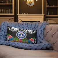 Northern Mariana Islands Pillow - Coat Of Arms With Tropical Flowers - Polynesian Pride