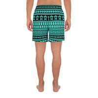 Polynesian Tattoo Tribal Turquoise Men's Athletic Long Shorts - Polynesian Pride