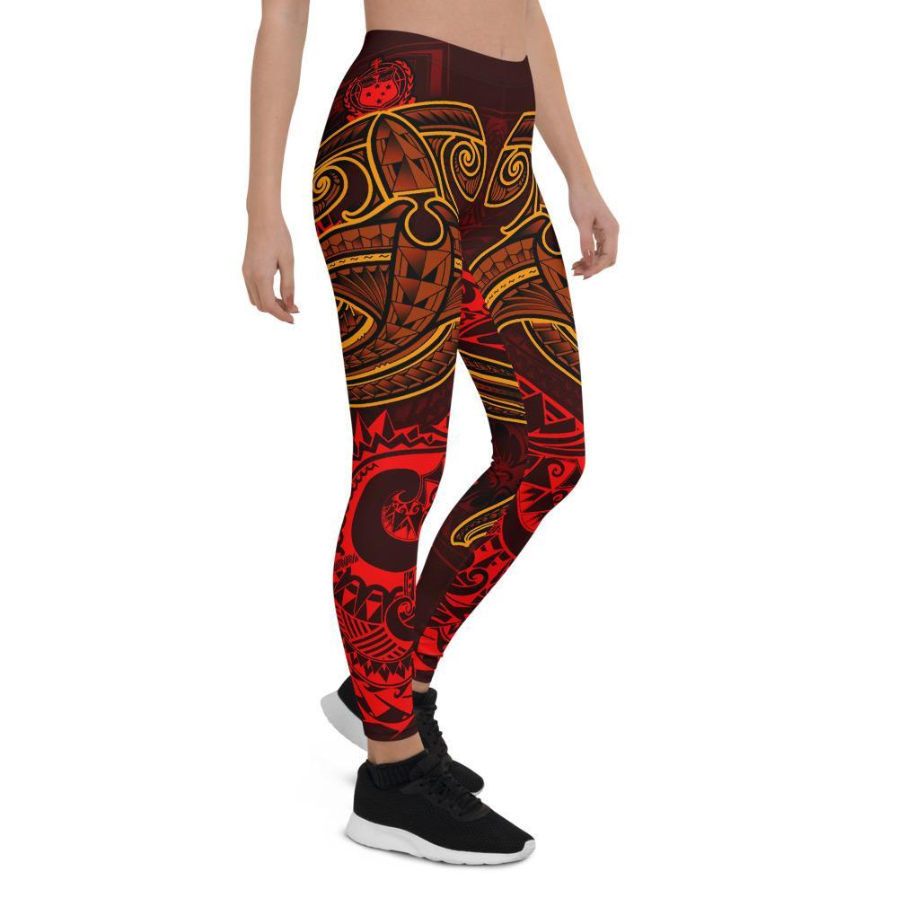 Samoa Leggings - Red Shark Polynesian Tattoo Red - Polynesian Pride