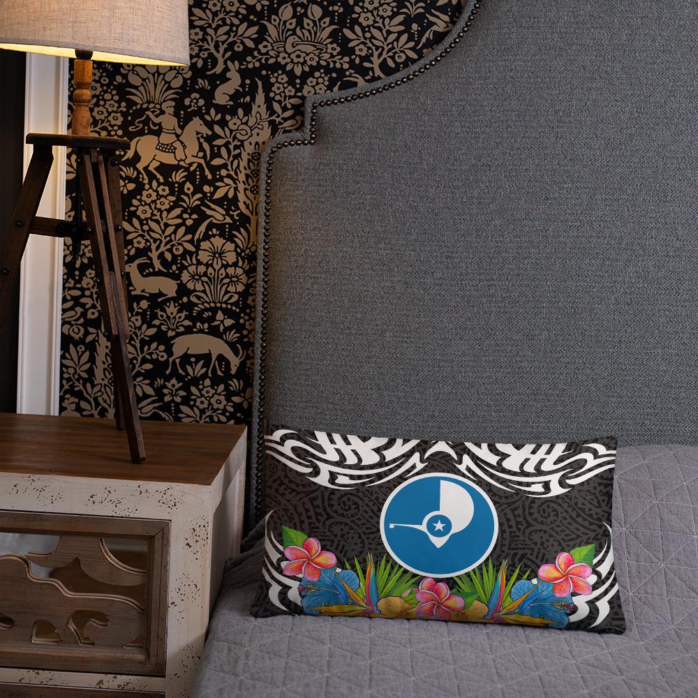 Yap State Pillow - Coat Of Arms With Tropical Flowers - Polynesian Pride