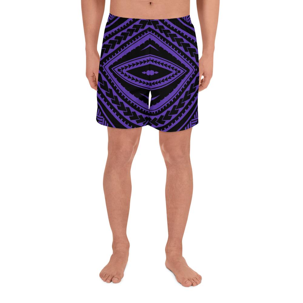 Polynesian Tatau Violet Men's Athletic Long Shorts Art - Polynesian Pride