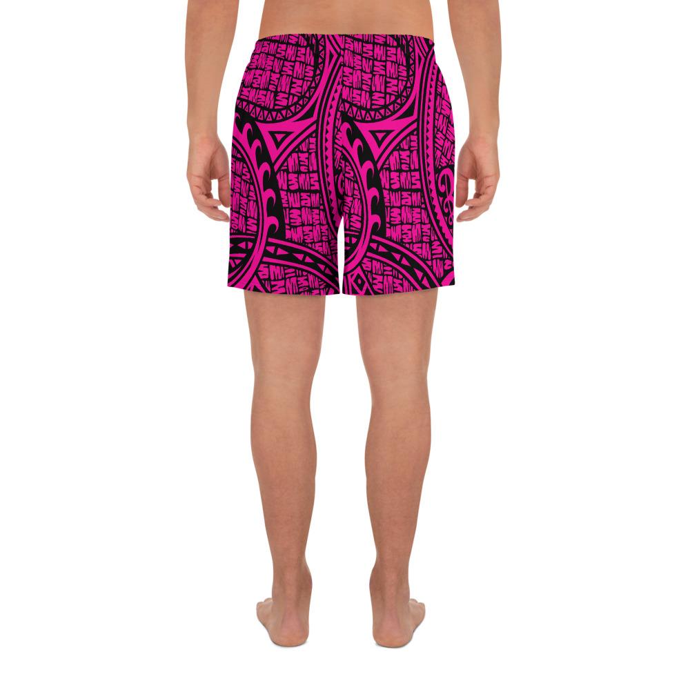 Polynesian Maori Lauhala Pink Men's Athletic Long Shorts - Polynesian Pride