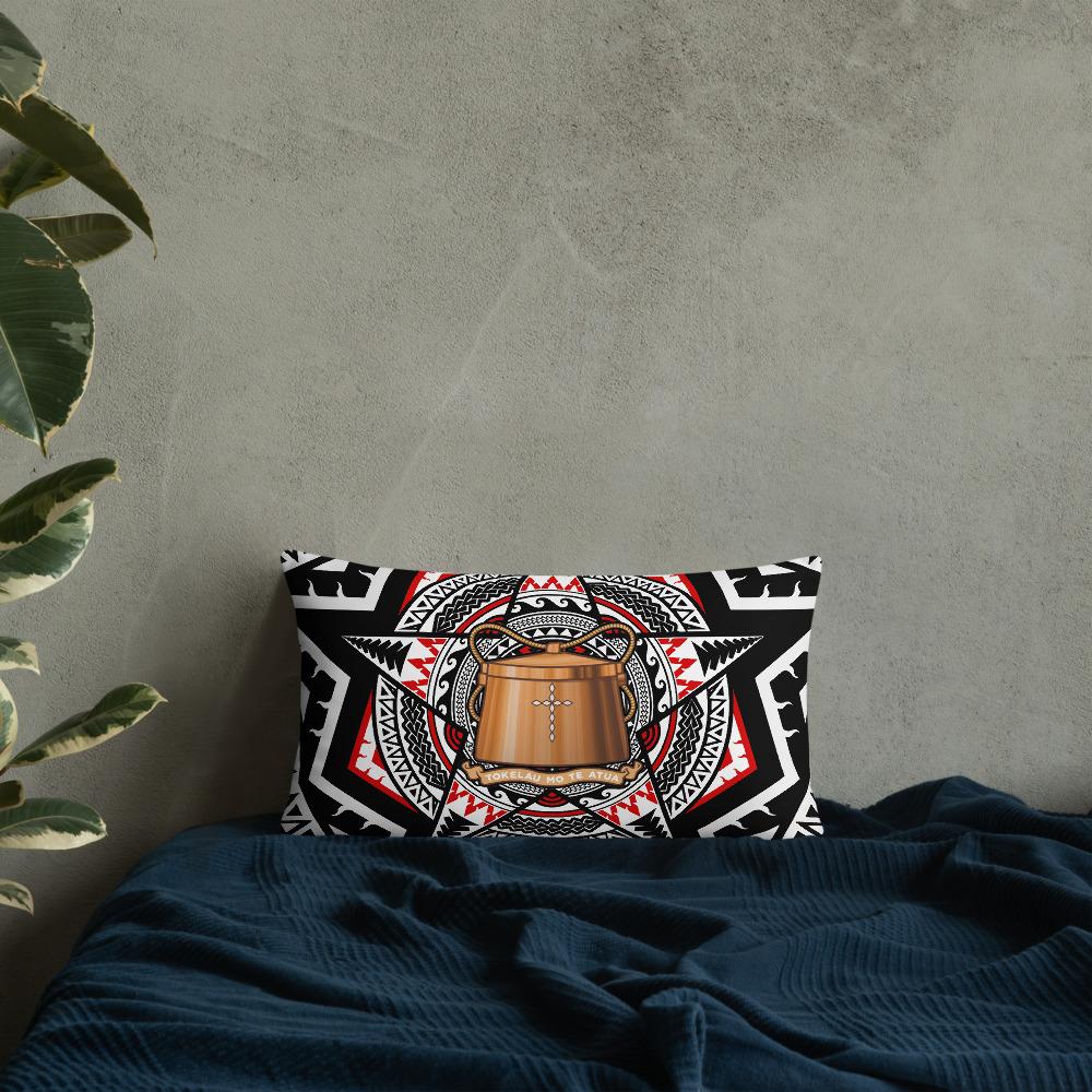 Tokelau Pillow - Mandala Star Patterns 20×12 Black Pillow - Polynesian Pride