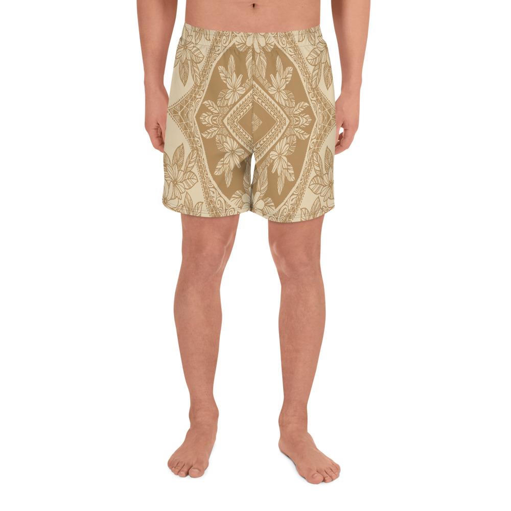 Polynesian Plumeria Mix Gold Men's Athletic Long Shorts Art - Polynesian Pride