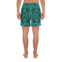 Polynesian Symmetry Turquoise Men's Athletic Long Shorts - Polynesian Pride