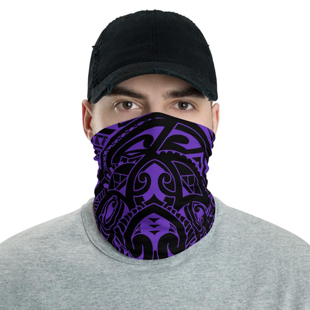 Hawaiian Bandana Turtle Purple Unisex Neck Gaiter One Size Black - Polynesian Pride