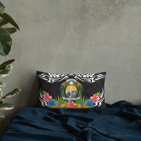 Nauru Pillow - Coat Of Arms With Tropical Flowers - Polynesian Pride