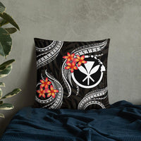 Polynesian Hawaii Pillow - White Plumeria Pillow 22 x 22 Black - Polynesian Pride