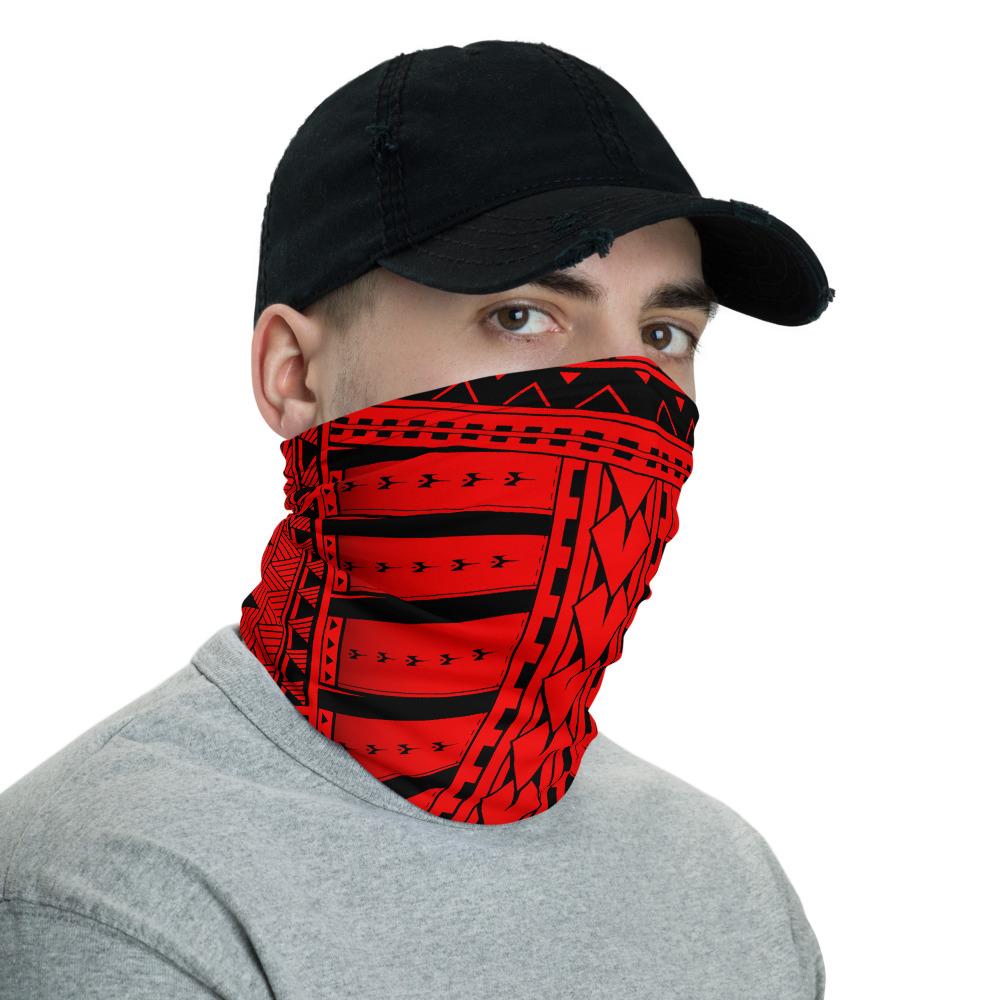 Hawaiian Bandana Hard Tatau Red Unisex Neck Gaiter - Polynesian Pride