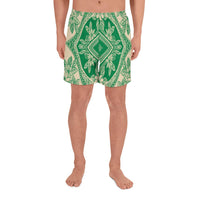 Polynesian Plumeria Mix Green Men's Athletic Long Shorts Art - Polynesian Pride