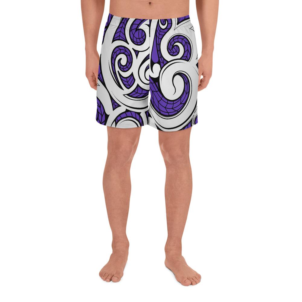 Polynesian Maori Ethnic Ornament Violet Men's Athletic Long Shorts Art - Polynesian Pride