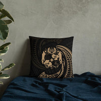 Tonga Polynesian Basic Pillow - Gold Tribal Wave Pillow 18×18 Black - Polynesian Pride