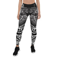 Vanuatu Polynesian Leggings - White Shark Polynesian Tattoo - Polynesian Pride
