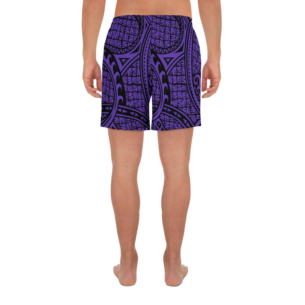 Polynesian Maori Lauhala Violet Men's Athletic Long Shorts - Polynesian Pride