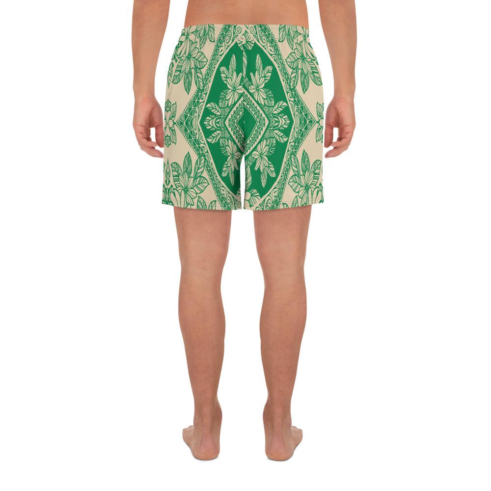 Polynesian Plumeria Mix Green Men's Athletic Long Shorts - Polynesian Pride