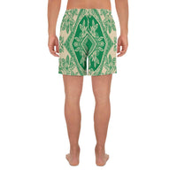 Polynesian Plumeria Mix Green Men's Athletic Long Shorts - Polynesian Pride
