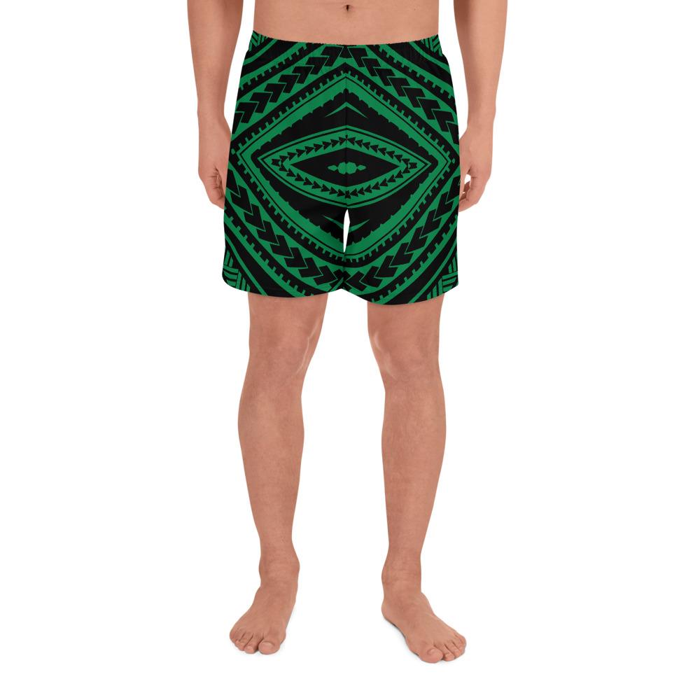 Polynesian Tatau Green Men's Athletic Long Shorts Art - Polynesian Pride