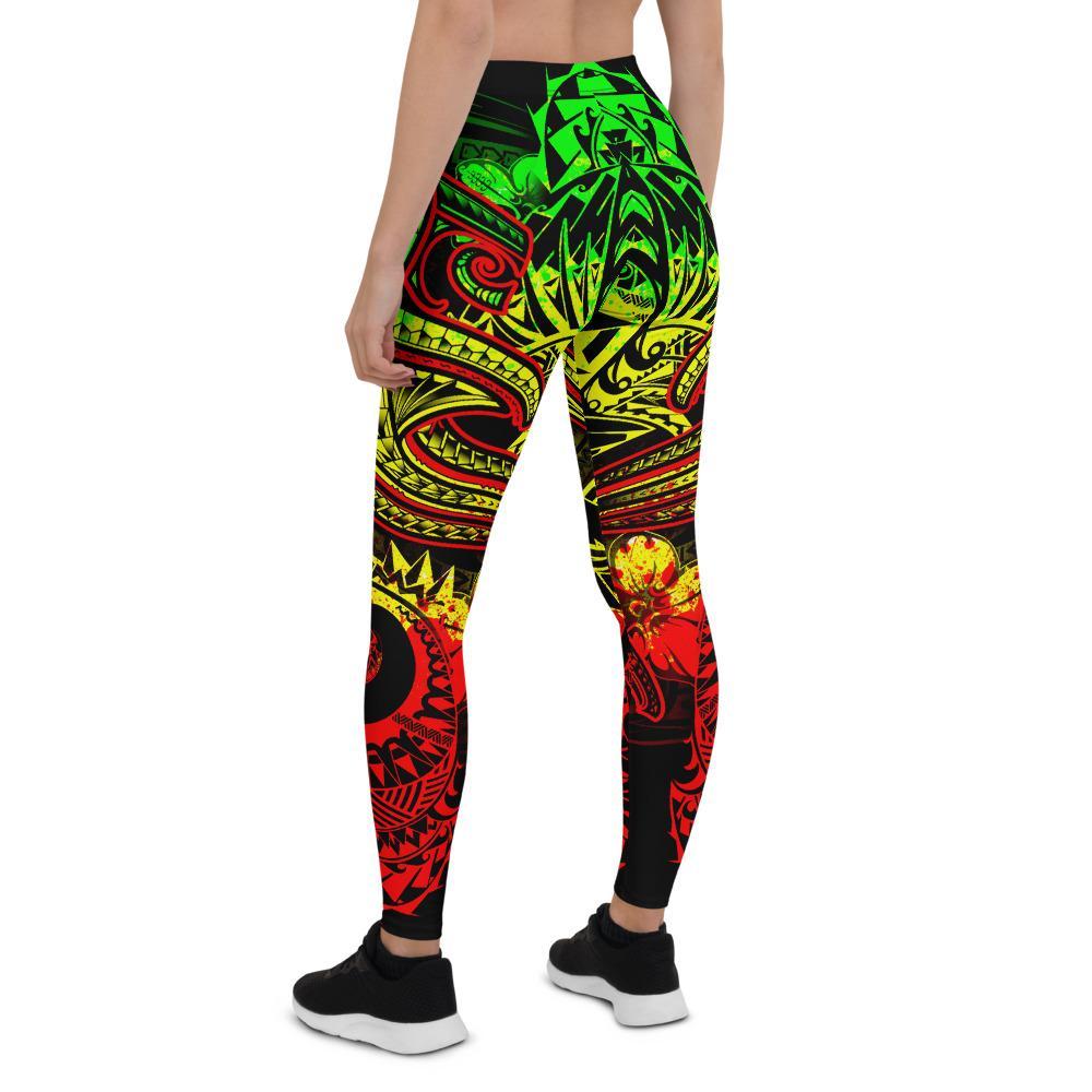 Samoa Leggings - Reggae Shark Polynesian Tattoo - Polynesian Pride
