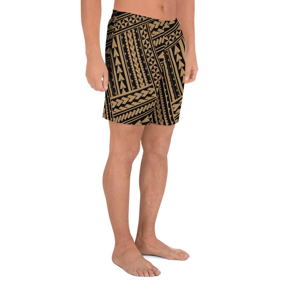 Polynesian Nation Gold Men's Athletic Long Shorts - Polynesian Pride